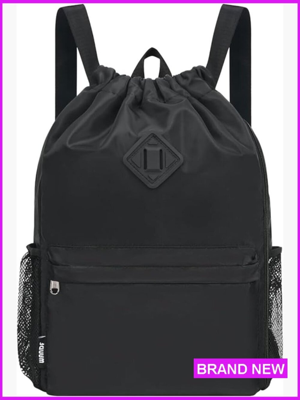 Water-Resistant Drawstring Backpack with Shoe Compartment, Large Cinch Sack for